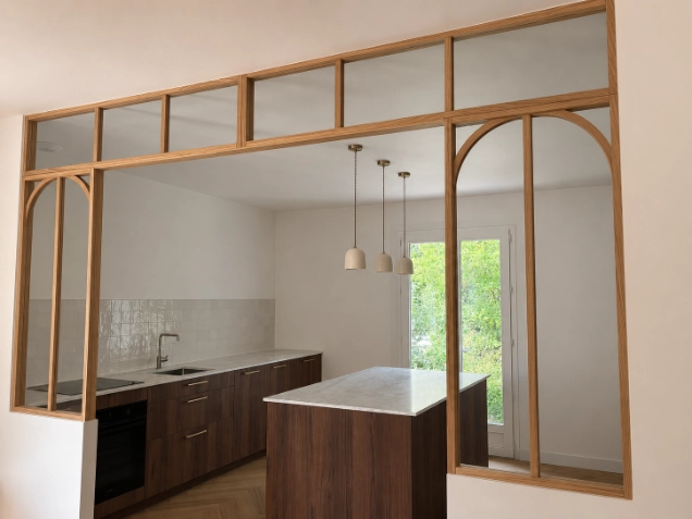 verrière sur mesure cuisine naturelle bois