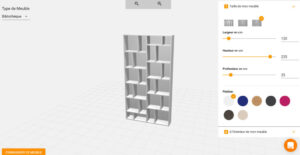 Configurateur 3D bibliothèque sur mesure Mobibam