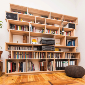 bibliothèque sur mesure bois