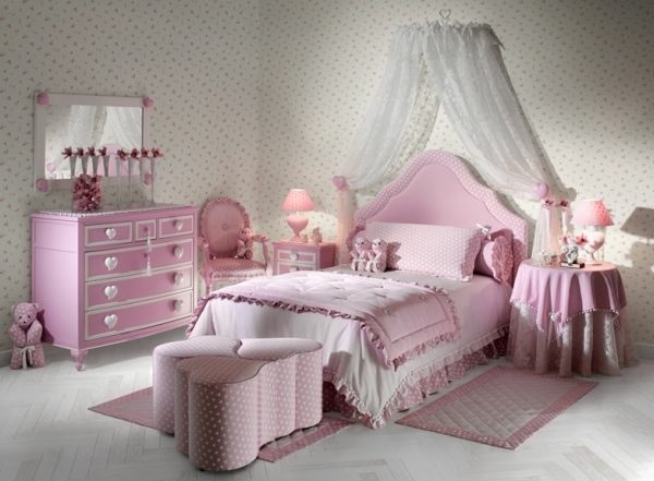 chambre princesse fille rose moderne décoration meuble sur mesure