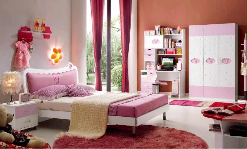 chambre princesse fille rose moderne décoration meuble sur mesure