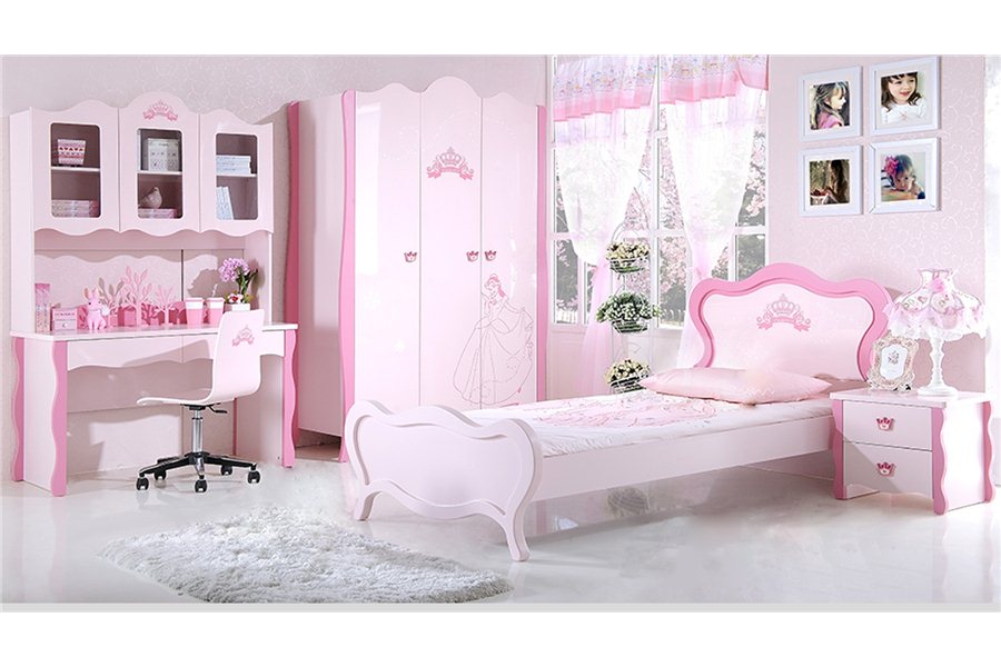 chambre princesse fille rose moderne décoration meuble sur mesure