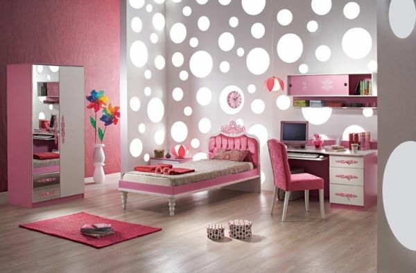 chambre princesse fille rose moderne décoration meuble sur mesure