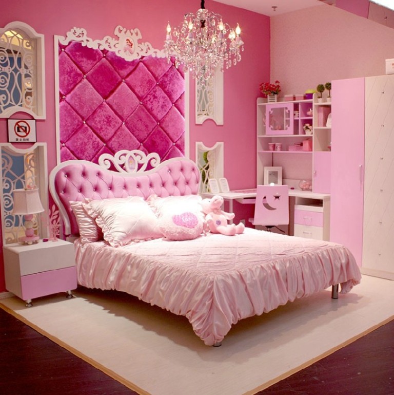 chambre princesse fille rose moderne décoration meuble sur mesure