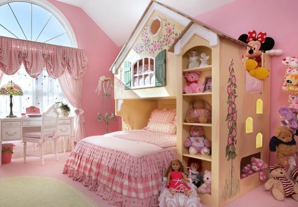 chambre princesse fille rose moderne décoration meuble sur mesure