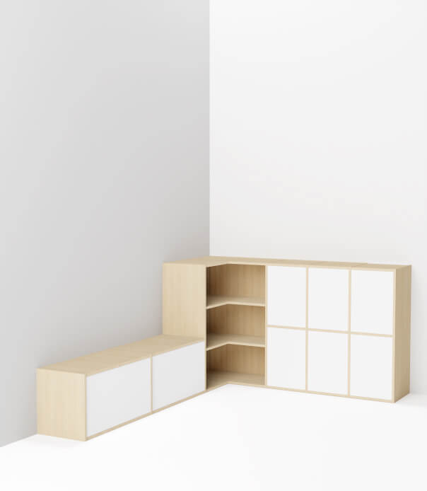 meuble bas en angle sur mesure bois blanc