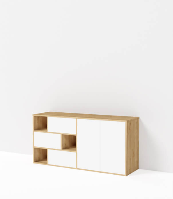 buffet bas sur mesure blanc bois mobilier