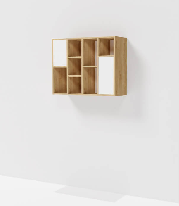 meuble haut sur mesure blanc et bois