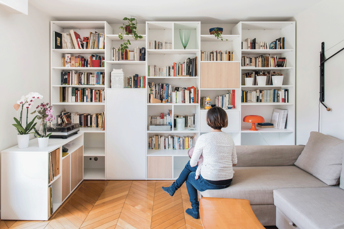 bibliothèque sur mesure blanche