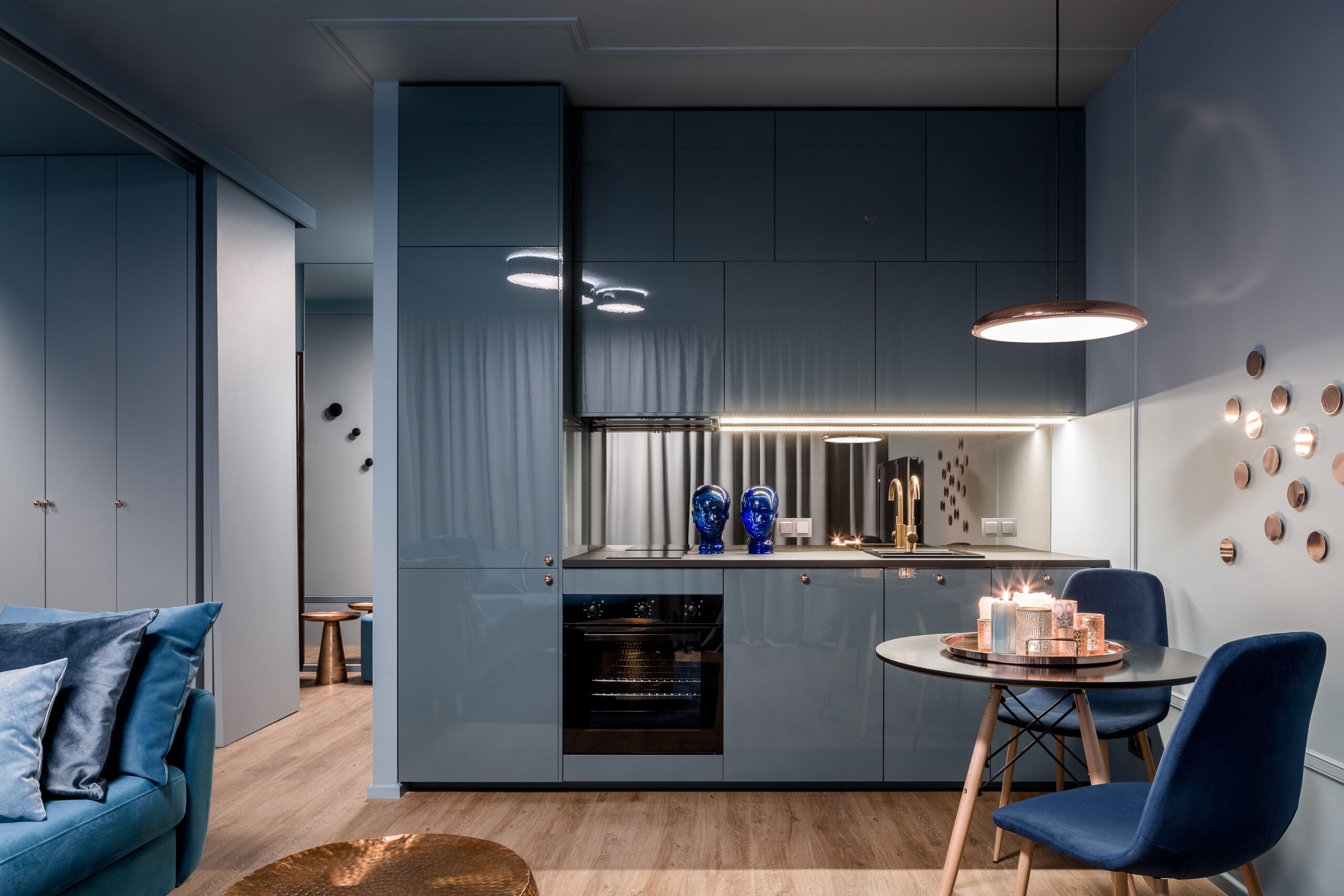 cuisine design bleu gris