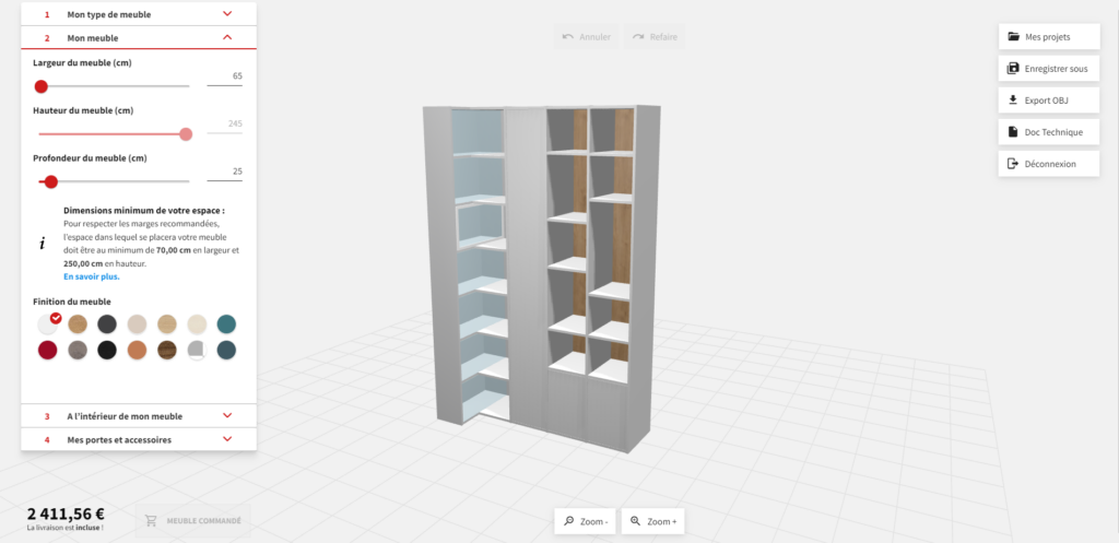 bibliothèque d'angle configurateur 3D mobibam