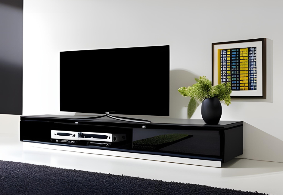 meuble tv minimaliste noir suspendu