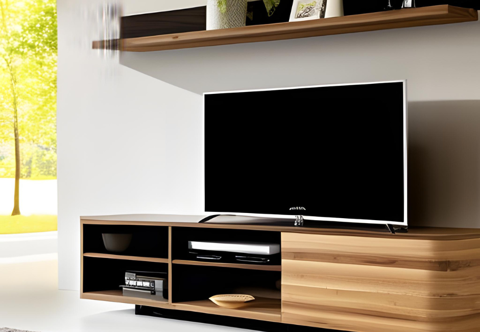 meuble tv rustique bois avec étagère