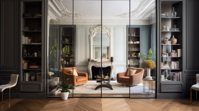 portes de placard coulissante sur mesure effet miroir