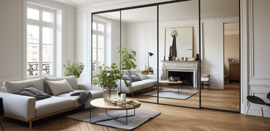 porte de placard coulissante miroir appartement haussmannien