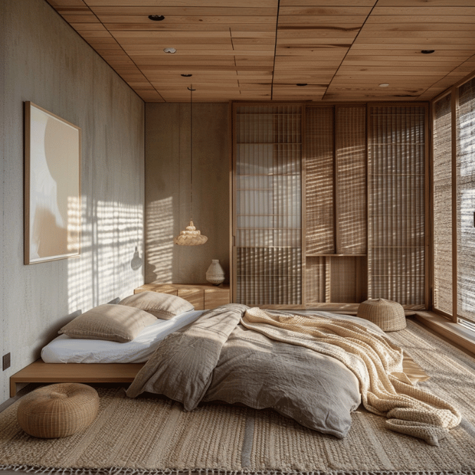 chambre style japandi épurée