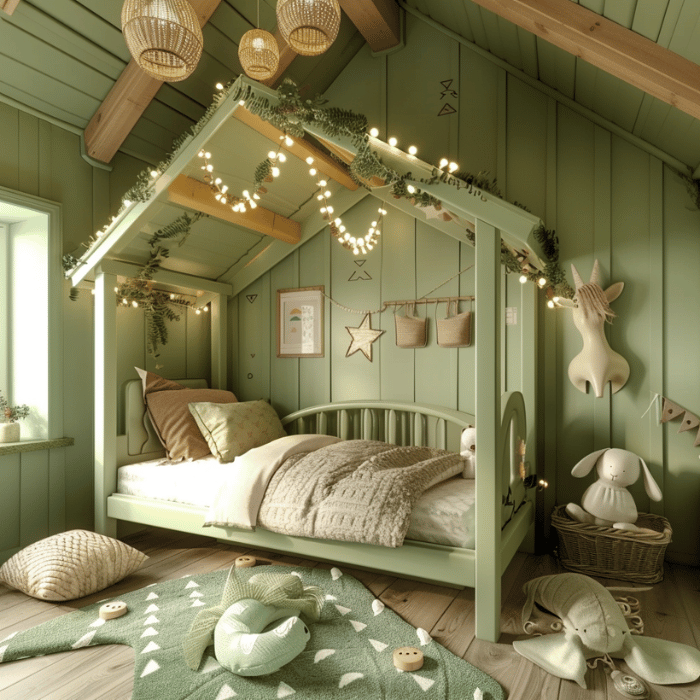 chambre d'enfant vert clair pastel inspiration